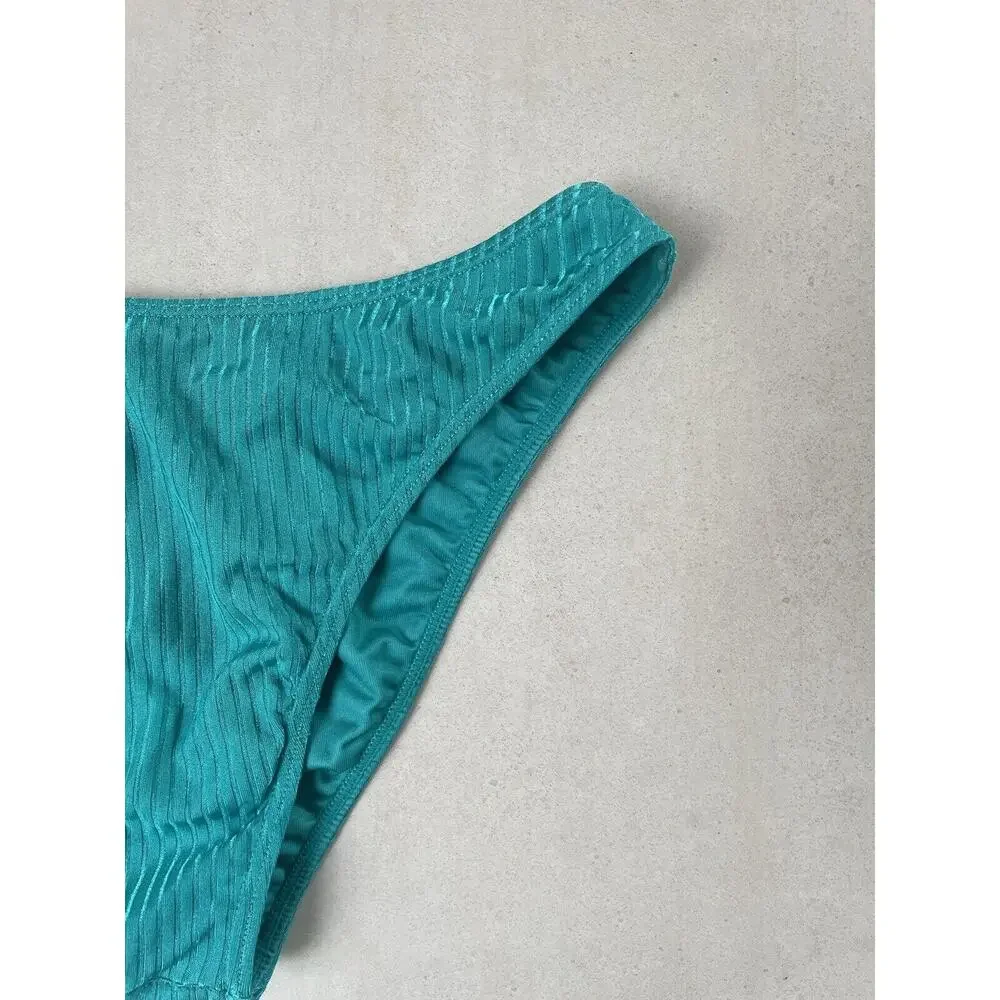 Kenny Flowers Swim Sporty Bikini Bottom Ribbed Teal Swimwear